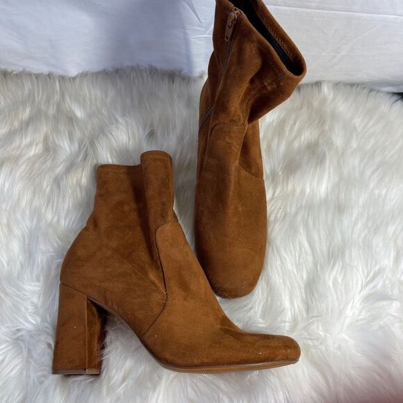 Naturalizer Rebecca Rust Vegan Suede Sock Booties Sz 11 - Picture 2 of 6